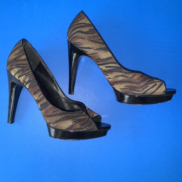 CARLOS SANTANA Brown *Sparkle* Upper Platform Pump Shoes 6M - Picture 1 of 5